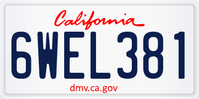 CA license plate 6WEL381