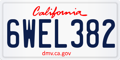 CA license plate 6WEL382