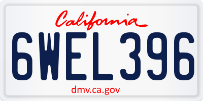 CA license plate 6WEL396