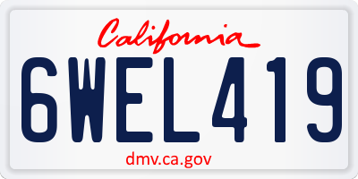 CA license plate 6WEL419