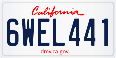 CA license plate 6WEL441