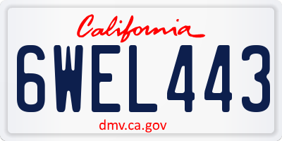CA license plate 6WEL443