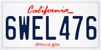 CA license plate 6WEL476