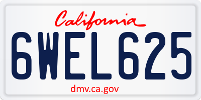 CA license plate 6WEL625