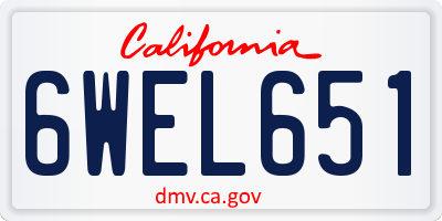 CA license plate 6WEL651