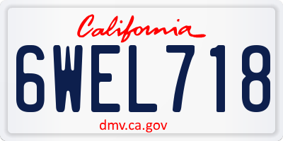 CA license plate 6WEL718