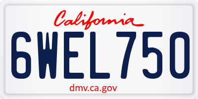 CA license plate 6WEL750