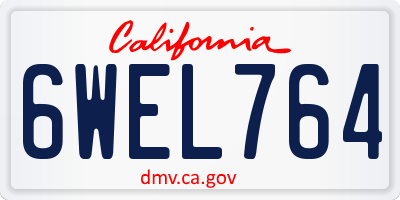 CA license plate 6WEL764