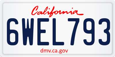 CA license plate 6WEL793