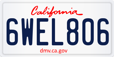 CA license plate 6WEL806