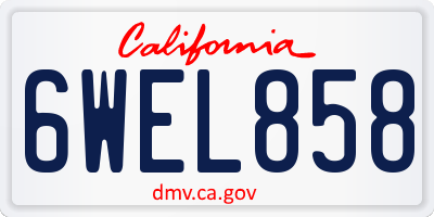 CA license plate 6WEL858