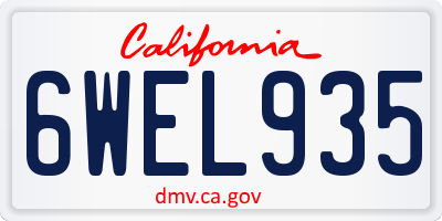 CA license plate 6WEL935