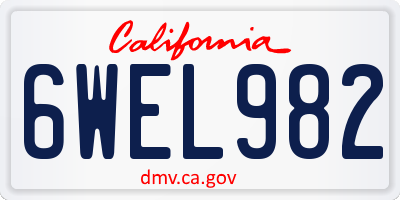 CA license plate 6WEL982