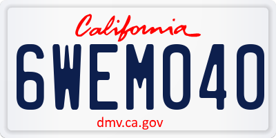 CA license plate 6WEM040