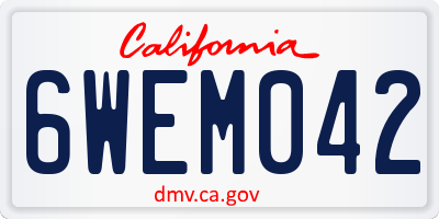 CA license plate 6WEM042