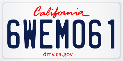 CA license plate 6WEM061