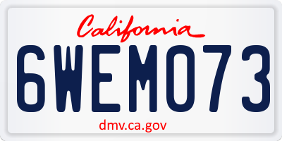 CA license plate 6WEM073