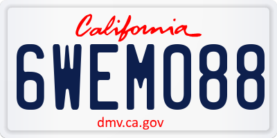 CA license plate 6WEM088