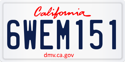 CA license plate 6WEM151
