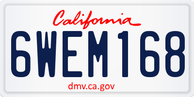 CA license plate 6WEM168