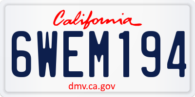 CA license plate 6WEM194