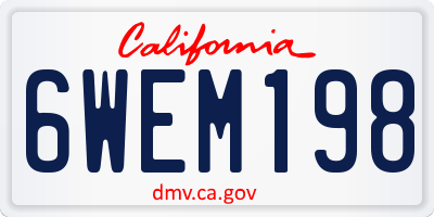 CA license plate 6WEM198