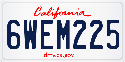 CA license plate 6WEM225