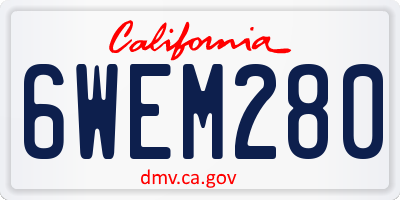 CA license plate 6WEM280