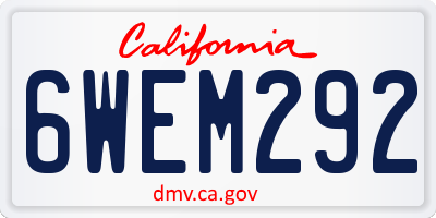 CA license plate 6WEM292