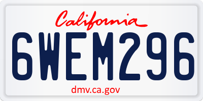 CA license plate 6WEM296