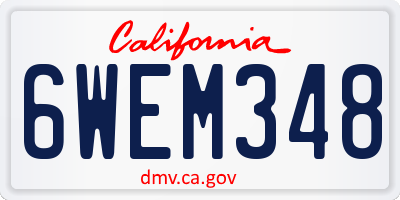 CA license plate 6WEM348