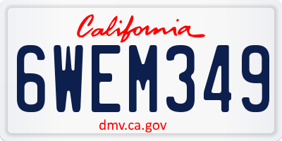 CA license plate 6WEM349