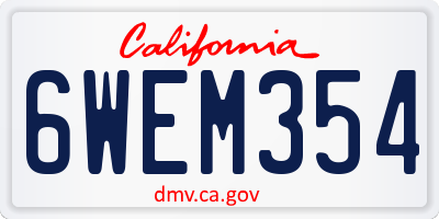 CA license plate 6WEM354