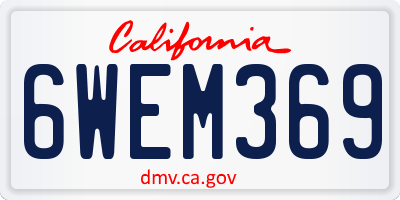 CA license plate 6WEM369