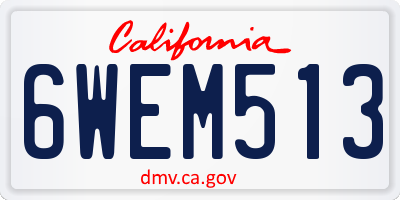 CA license plate 6WEM513