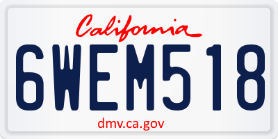 CA license plate 6WEM518