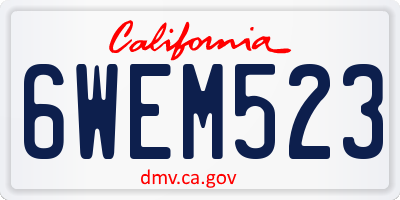 CA license plate 6WEM523