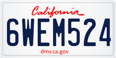 CA license plate 6WEM524