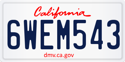 CA license plate 6WEM543