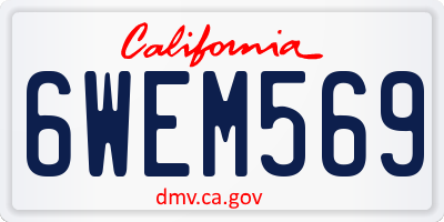 CA license plate 6WEM569
