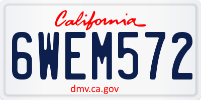 CA license plate 6WEM572