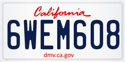 CA license plate 6WEM608