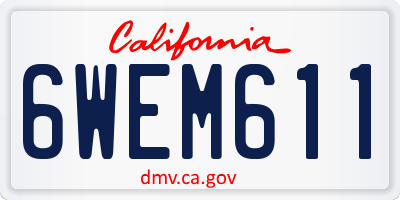 CA license plate 6WEM611