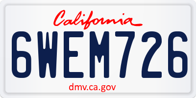 CA license plate 6WEM726