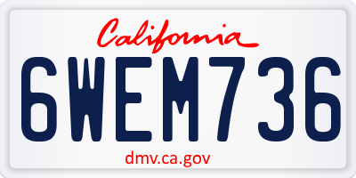 CA license plate 6WEM736