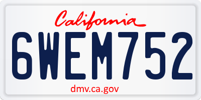 CA license plate 6WEM752