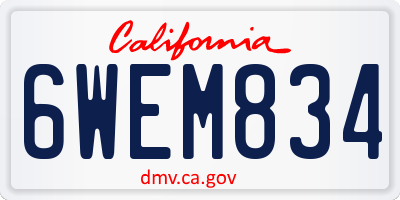 CA license plate 6WEM834