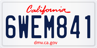 CA license plate 6WEM841