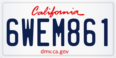 CA license plate 6WEM861