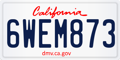 CA license plate 6WEM873